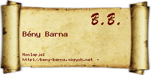 Bény Barna névjegykártya